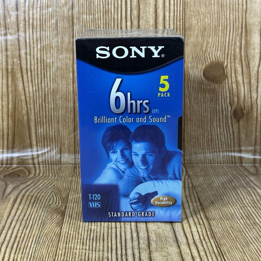 Sony VHS T-120VL/WA Standard Grade VHS Blank Tapes 5 pack‎ NEW